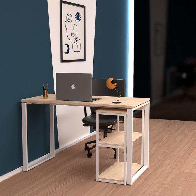 PAPERFLOW bureau easyHome LV12, blanc/chêne, 110×60×74 cm